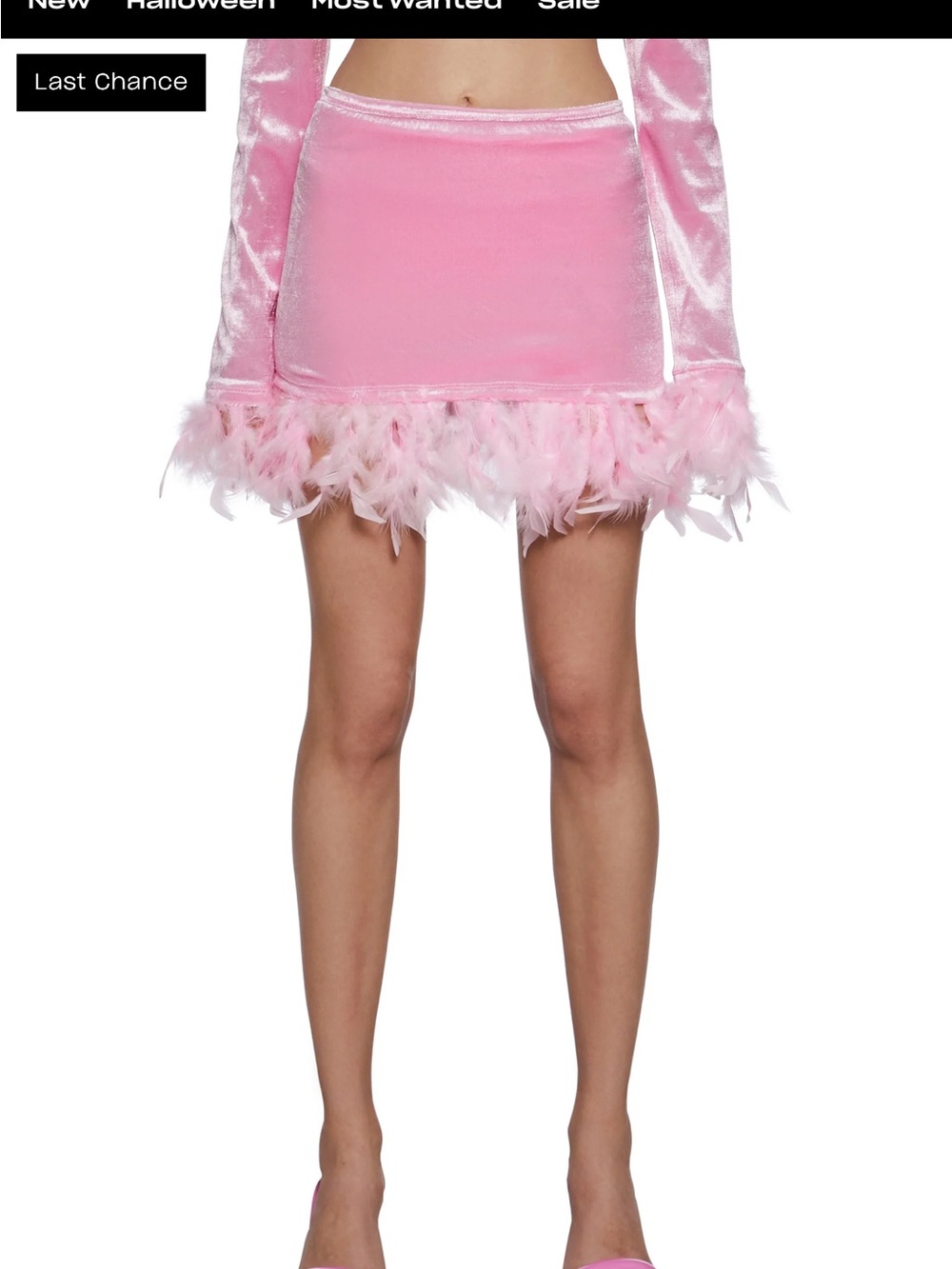 Sugar Thrillz Pink Feather-Trim Mini Skirt